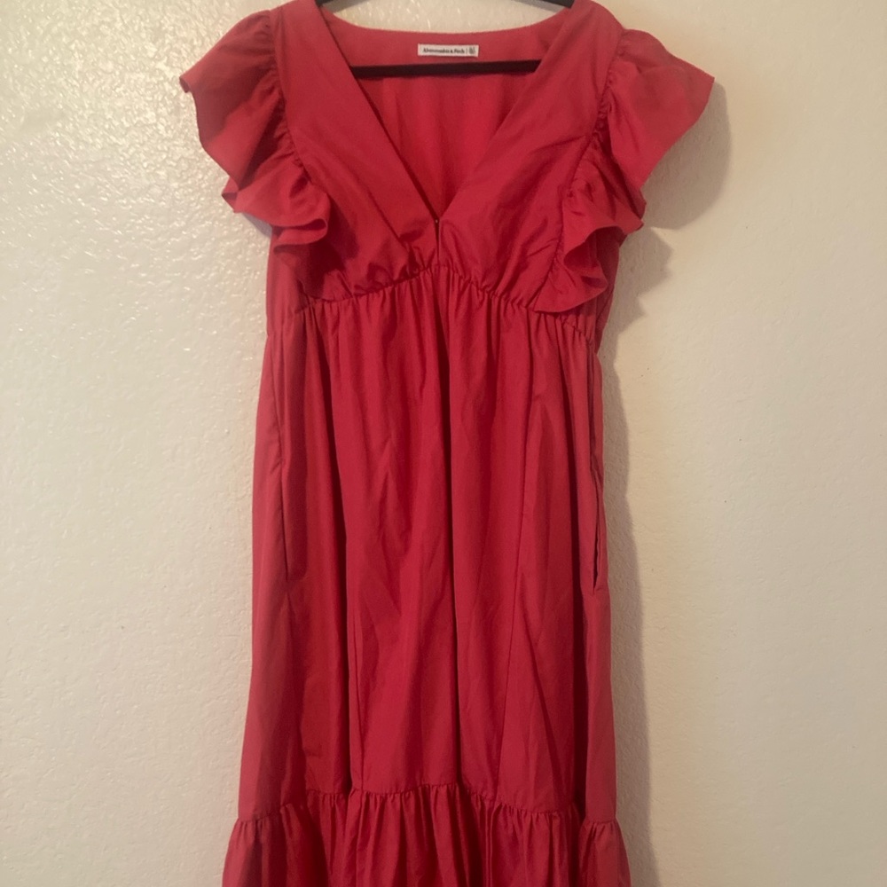 Abercrombie & Fitch Vibrant Red peasant maxi dress